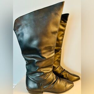 ARPEGGIOS Tall Black Leather Cinch Boots Size 8.5